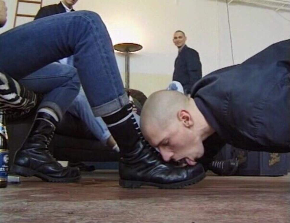 Skinhead kisses boots
