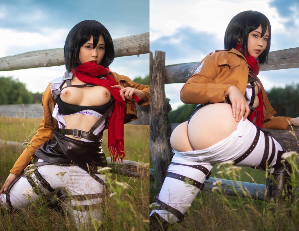 Mikasa Ackerman cosplay naked