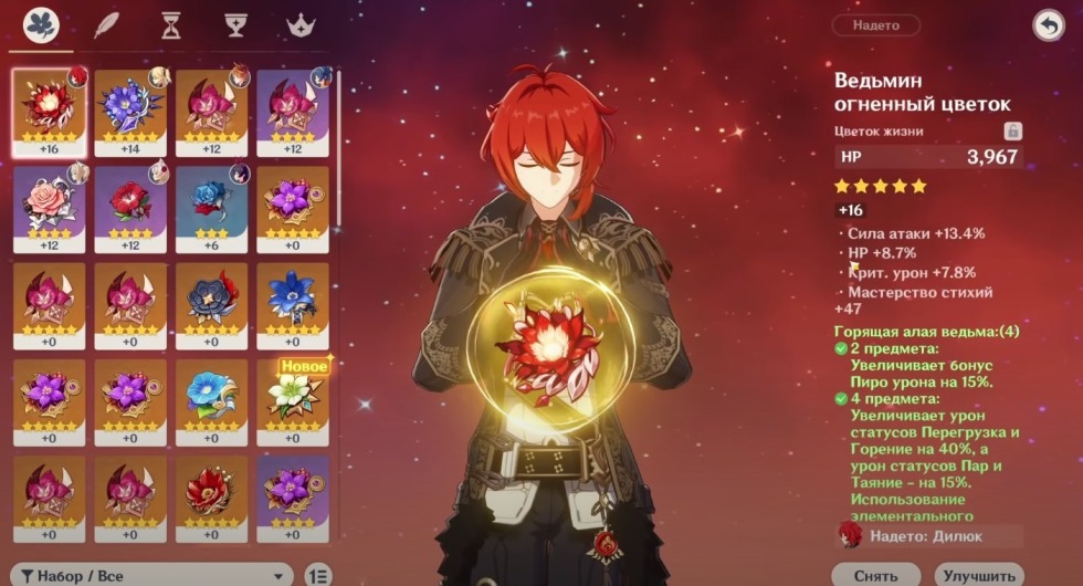 Artifacts of the Scarlet Witch Genshin Impact