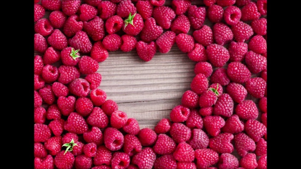 The heart is made of raspberries