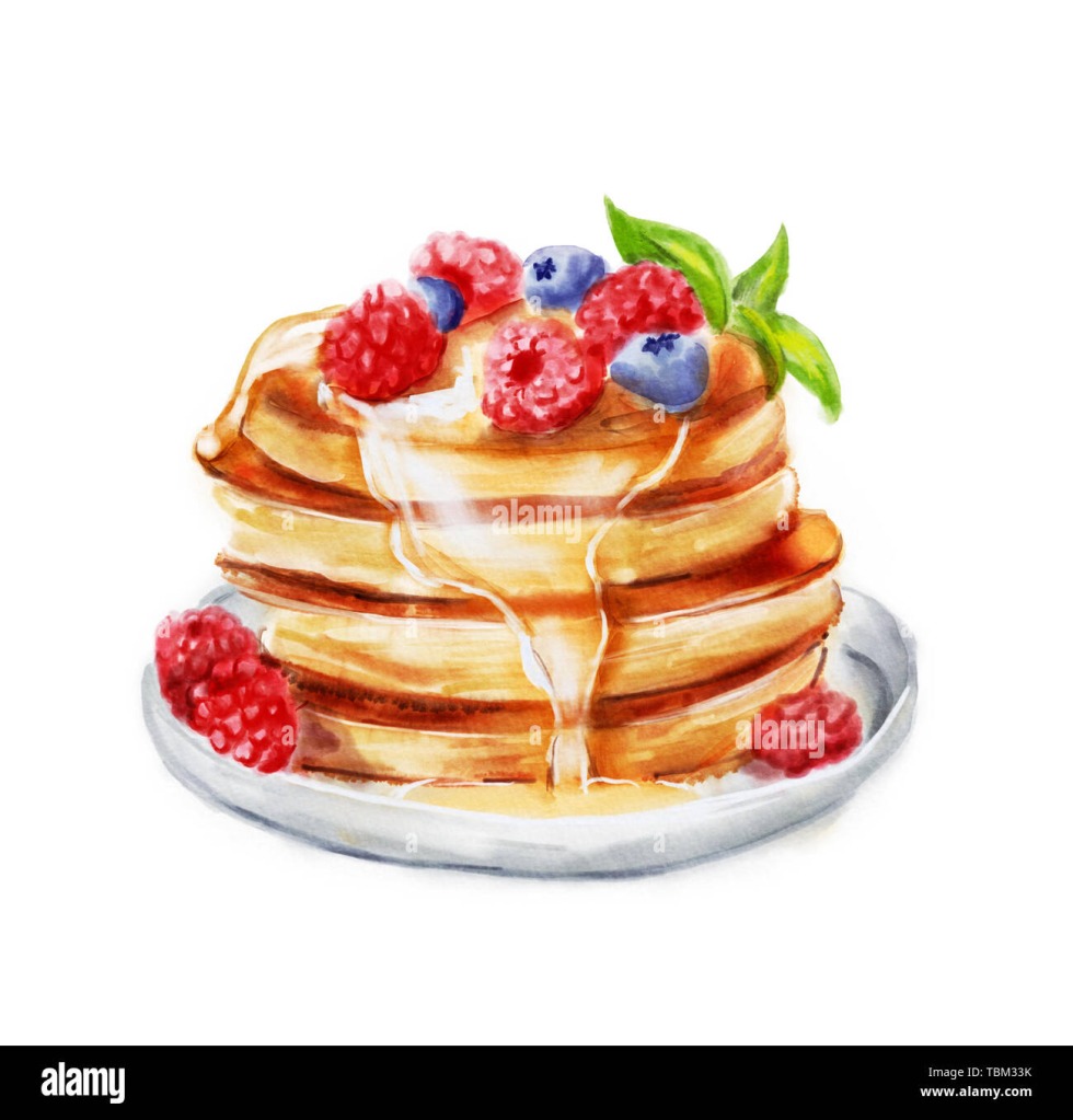 Pancakes drawing watercolor