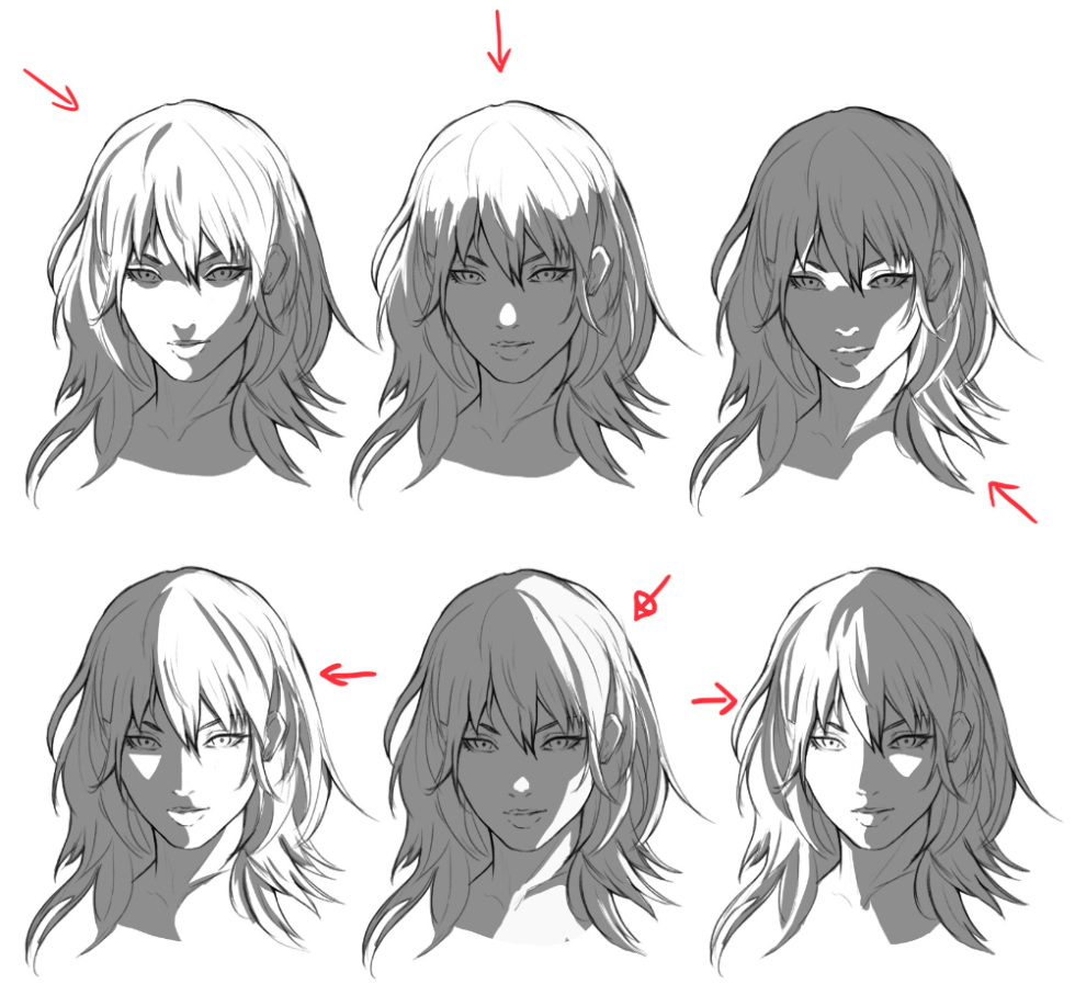 Shadows on the hair reference