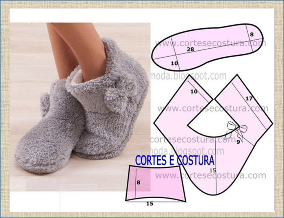 Warm home slippers boots pattern