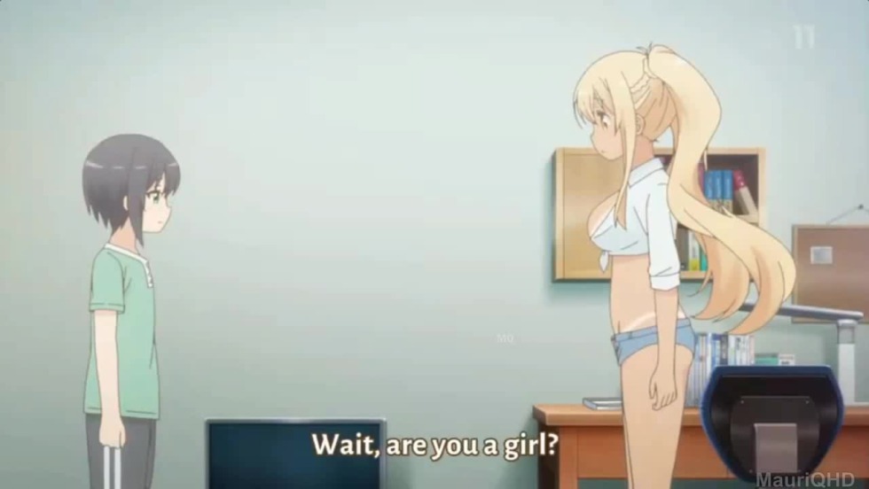 Anime characters on a green background