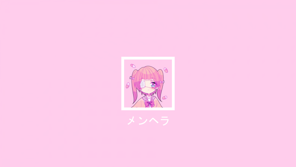 Pink anime wallpaper on the desktop