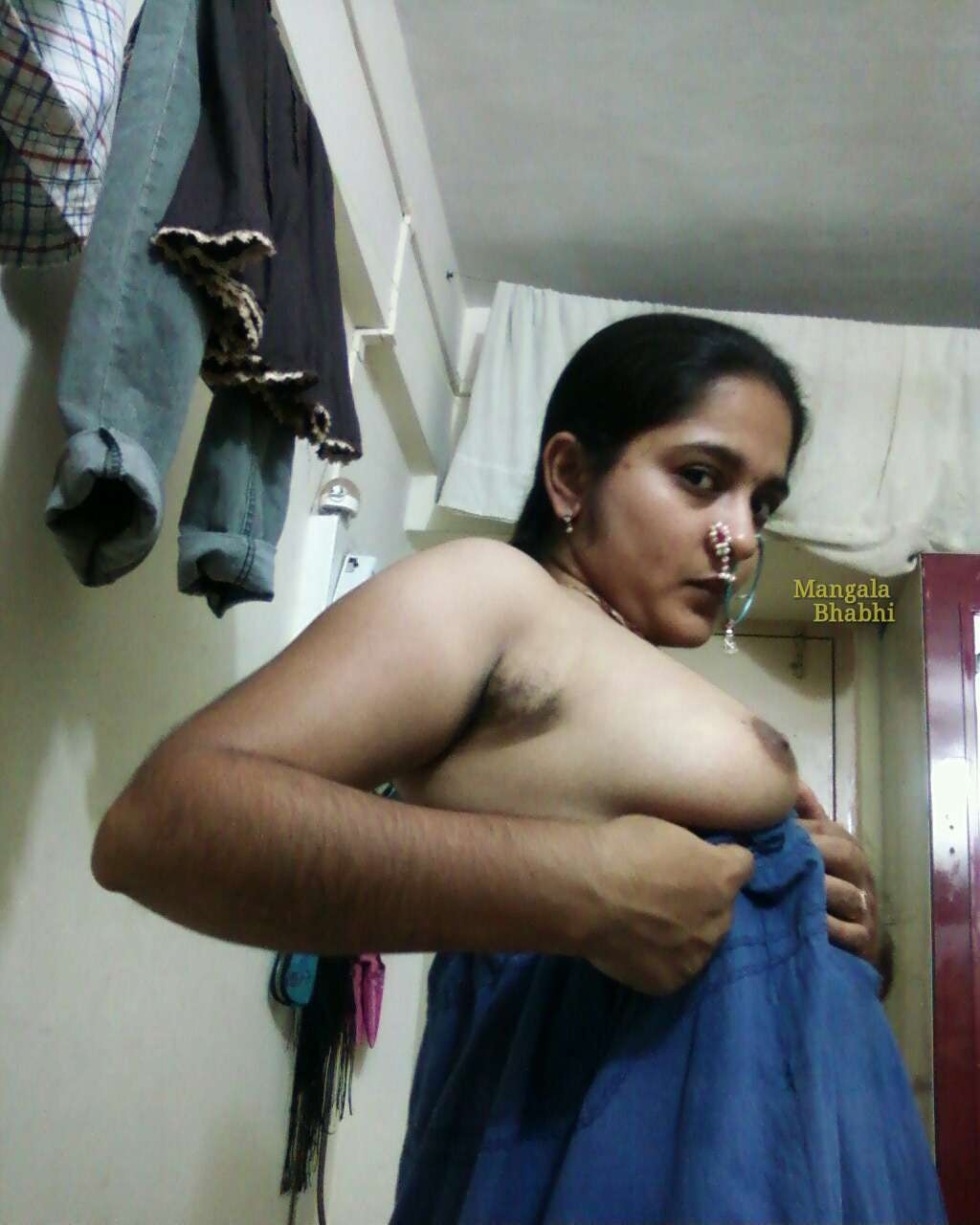 Indian with Big Nipples Showing Hairy Pussy