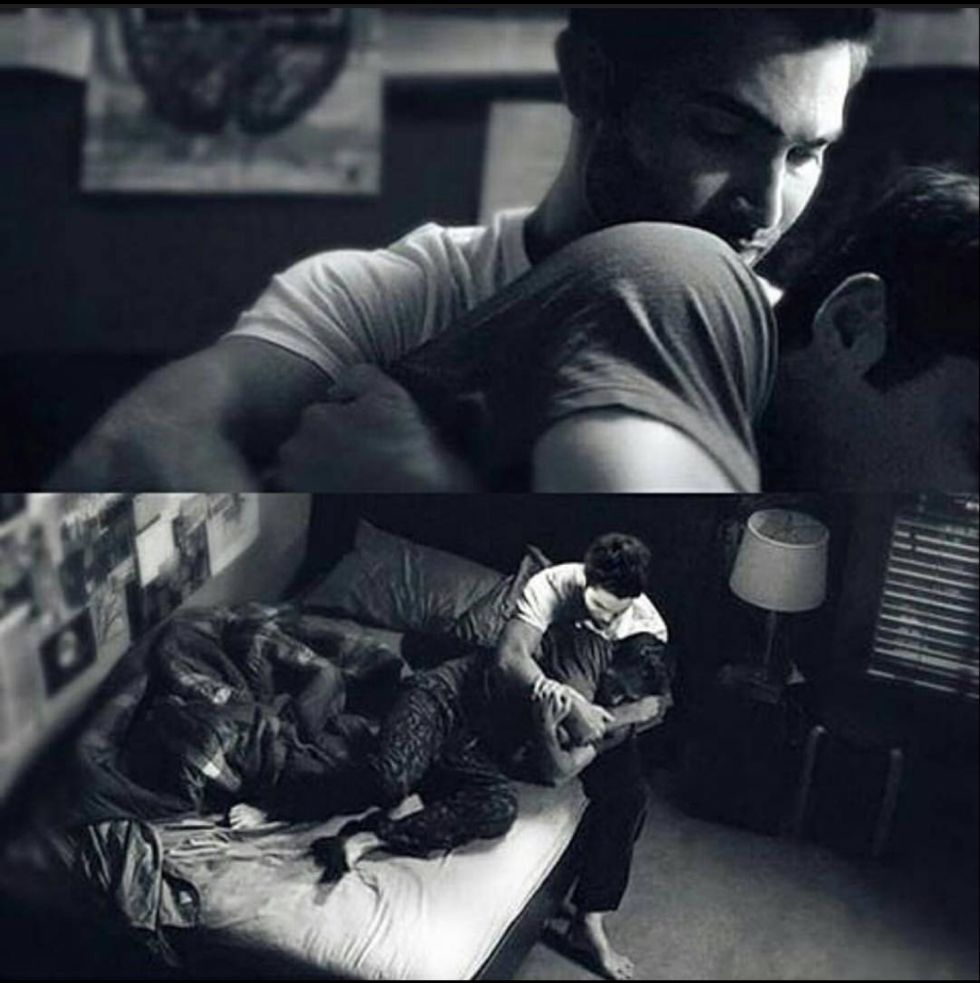 Derek Hale and Stiles kiss