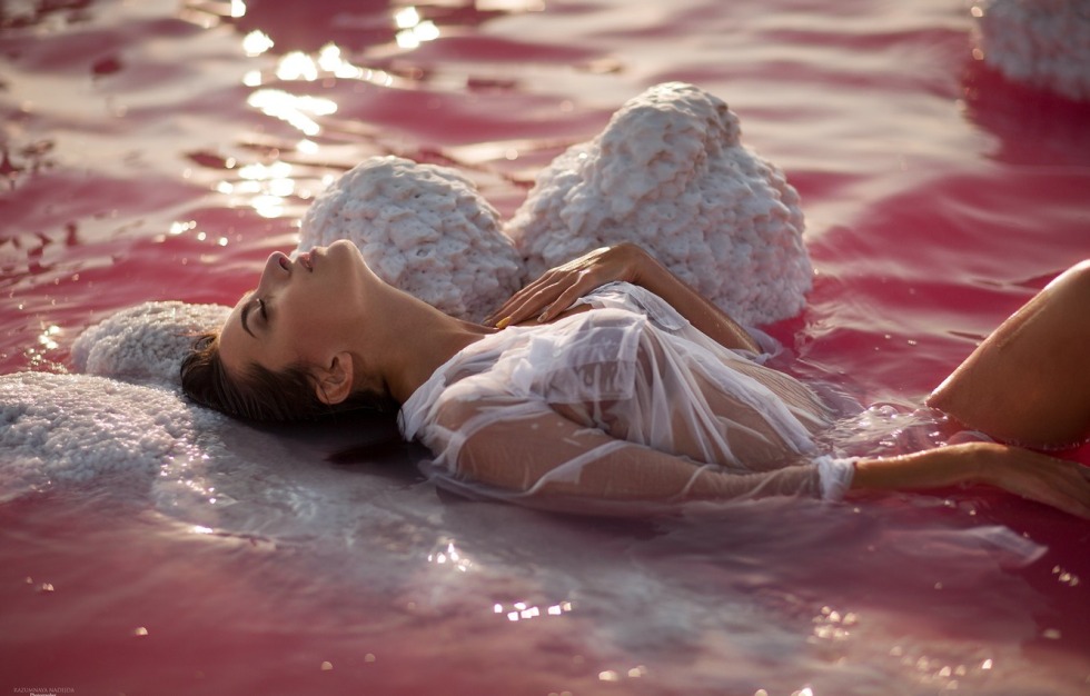 Beautiful girls in water