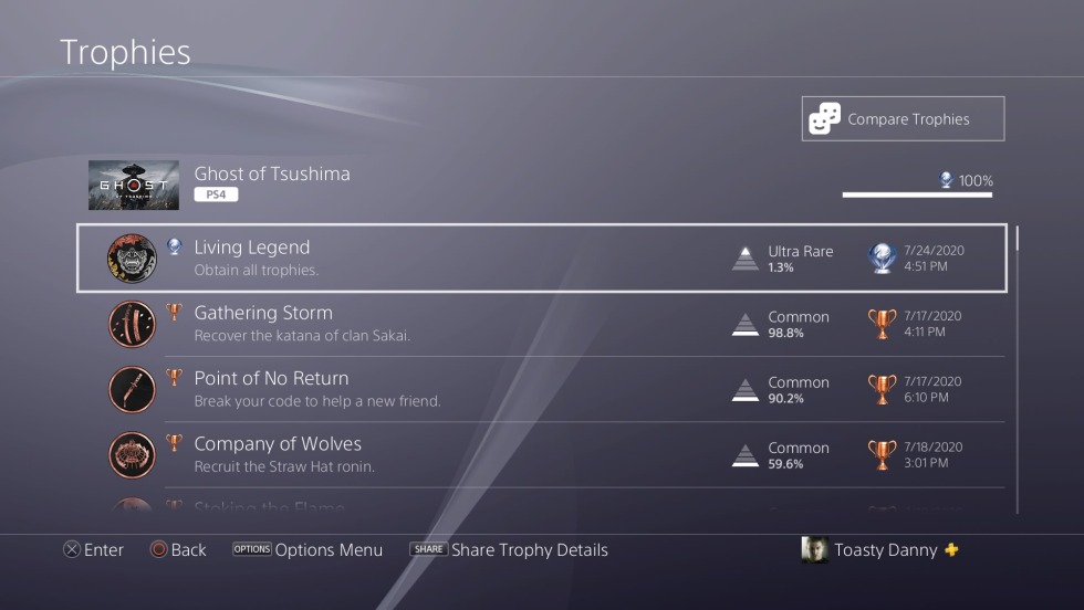 Ghost of tsushima menu