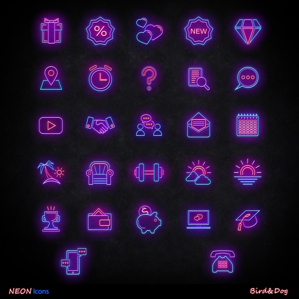 Neon -style icons
