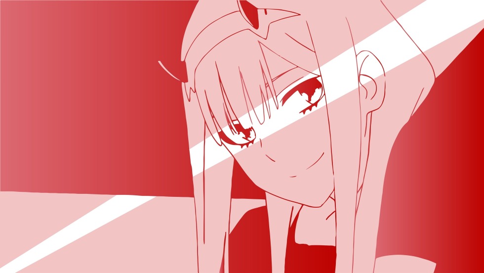 Zero Two on a red background