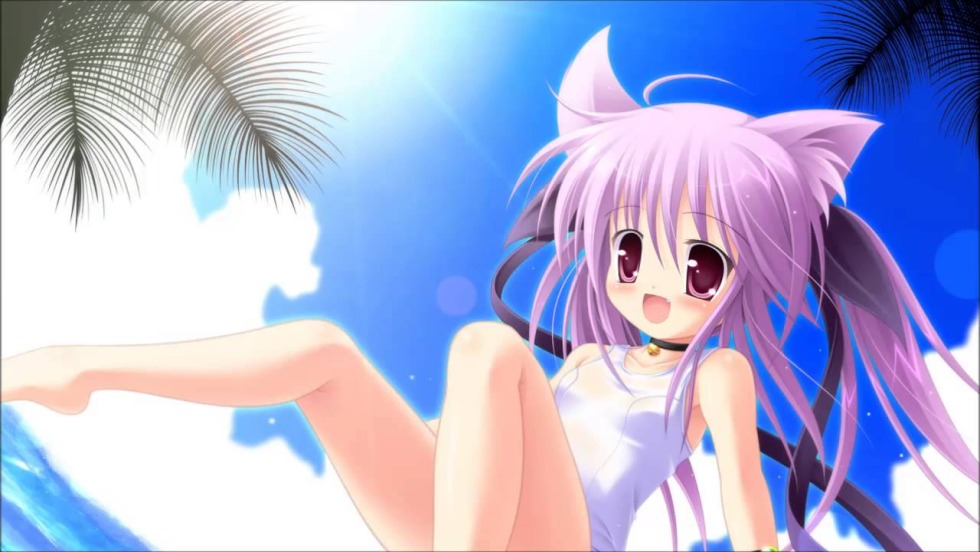 Anime girls cats in swimsuits