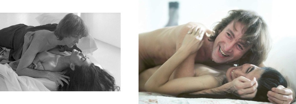 John Lennon and Yoko in bed