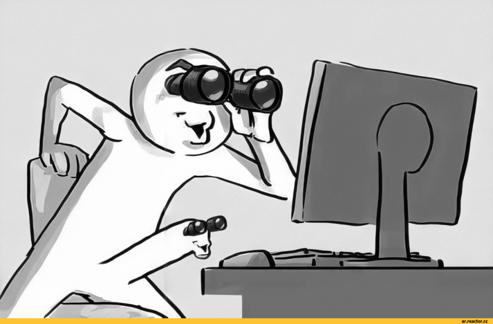 Man with binoculars meme