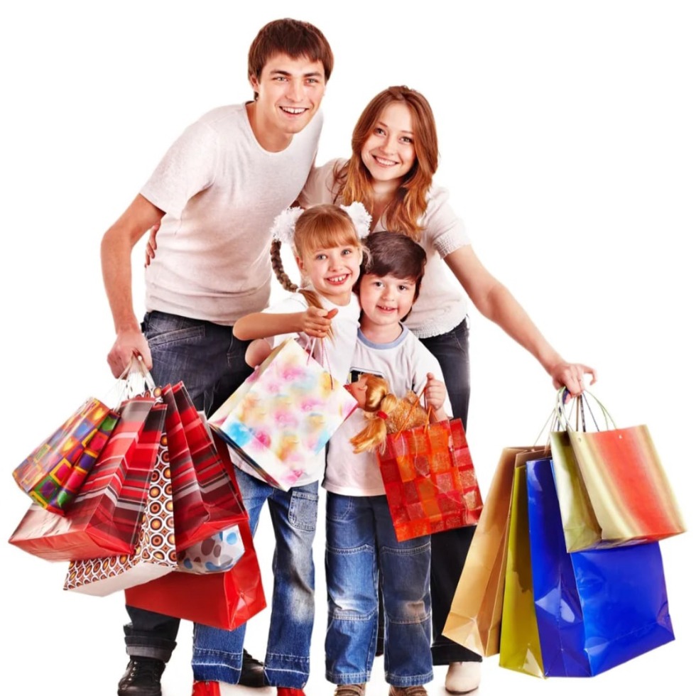 Drawn girl with bags