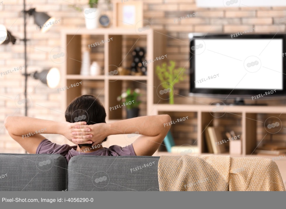 Girl in front of the TV illustration