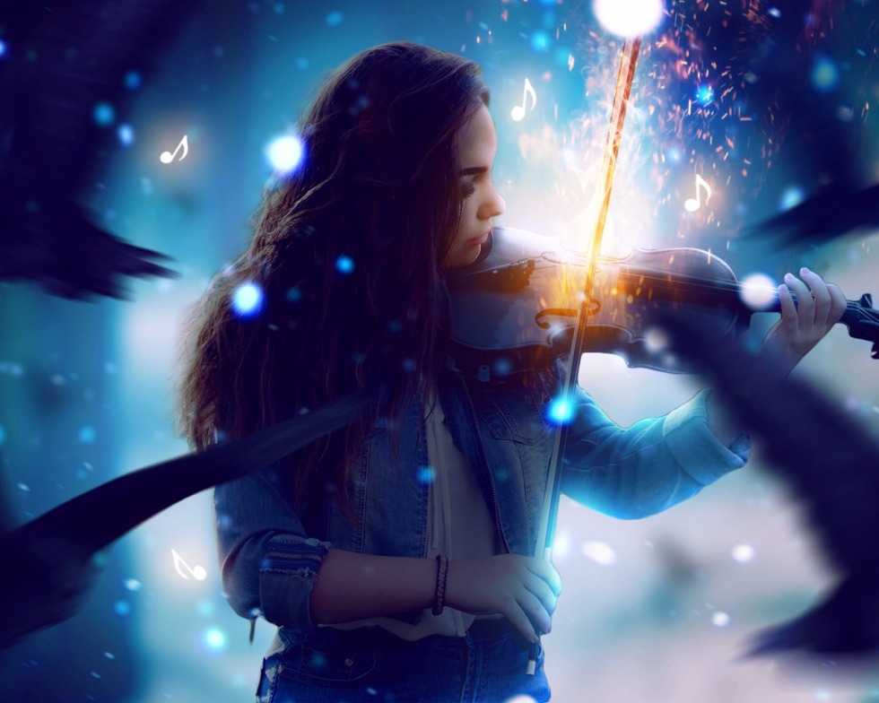 Nude with musical instruments