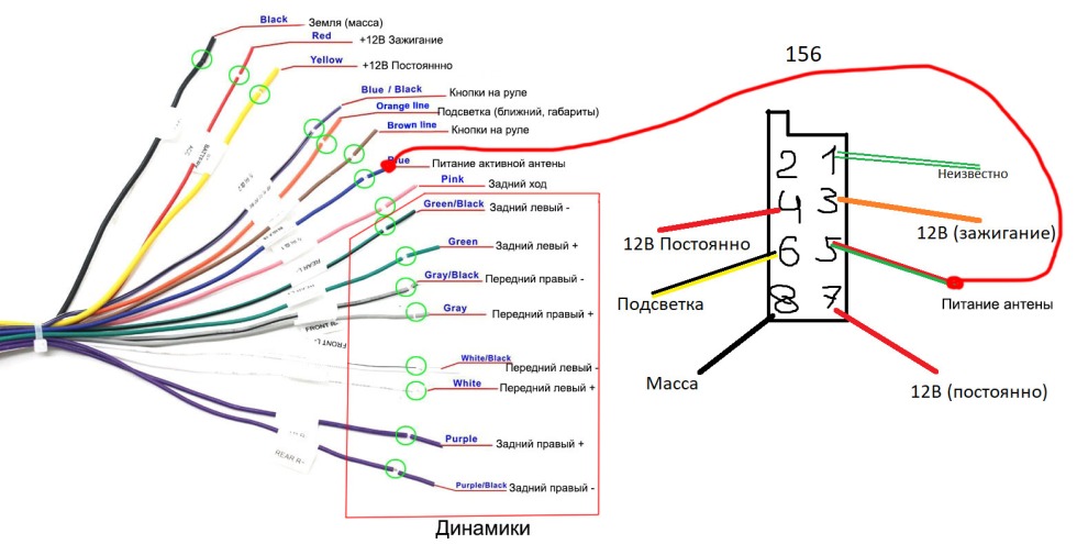 Connection diagram of the Chinese car radio 2 Dean