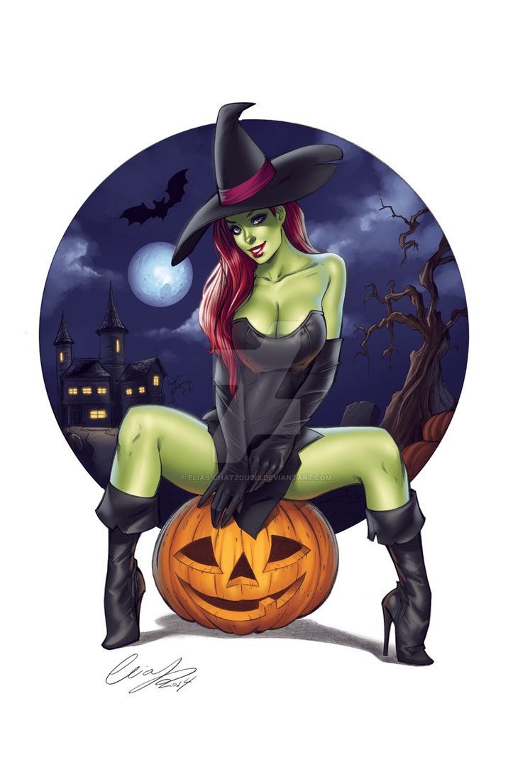 Doll witch on a broomstick