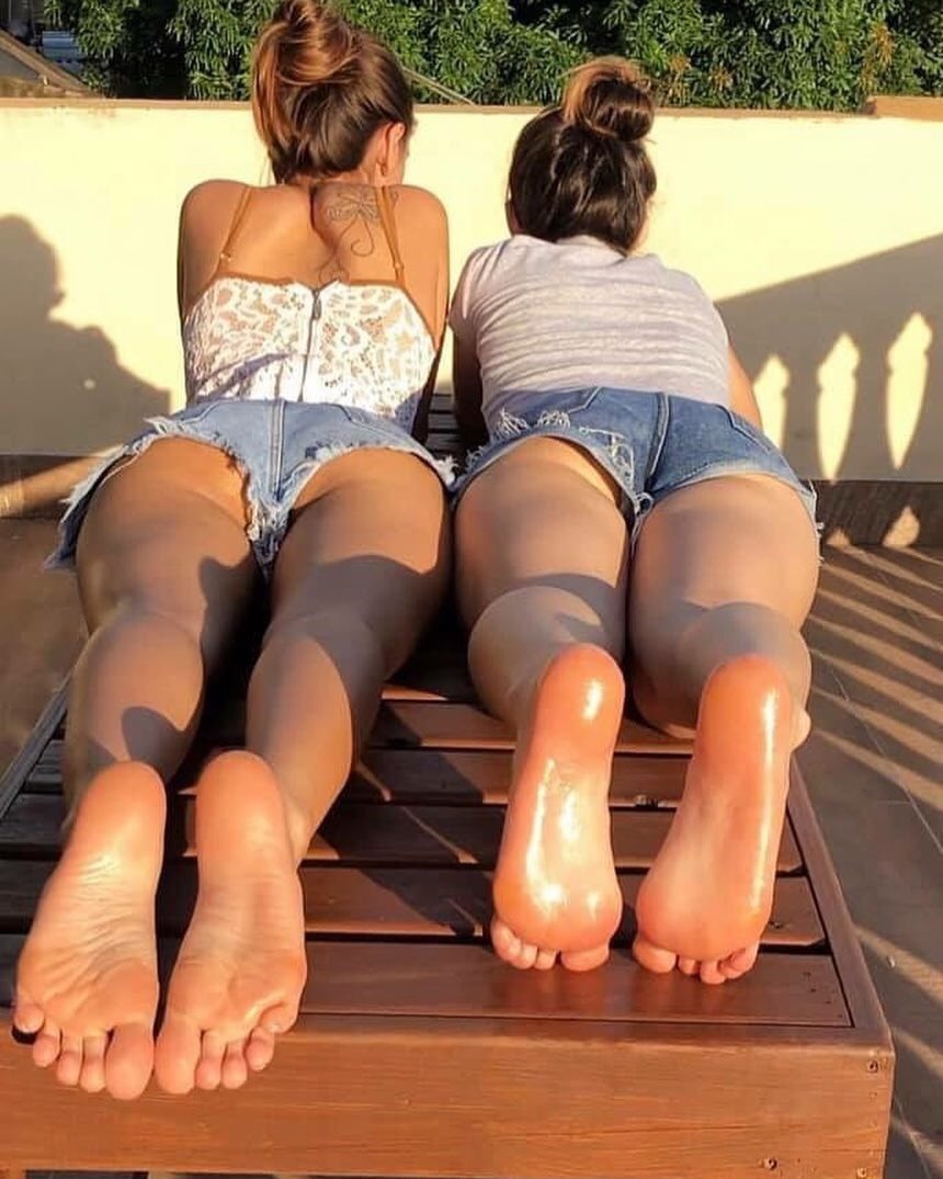 Feet of girls under booty