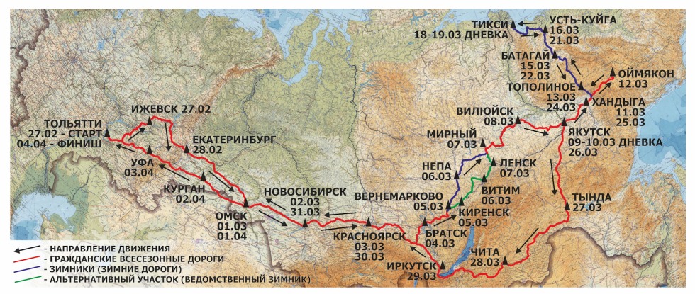 Road Yakutsk Mirny on the map