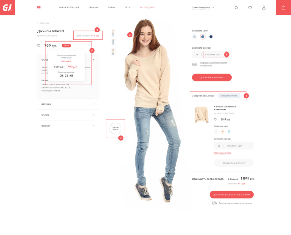 Product card for online store