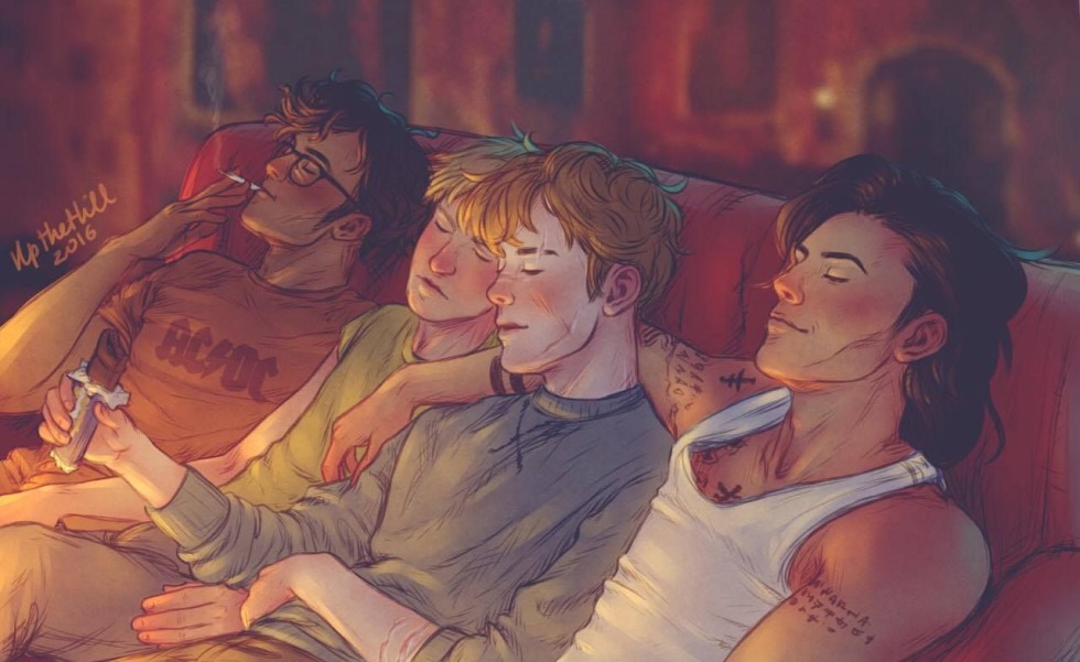 A person crumbles into pieces