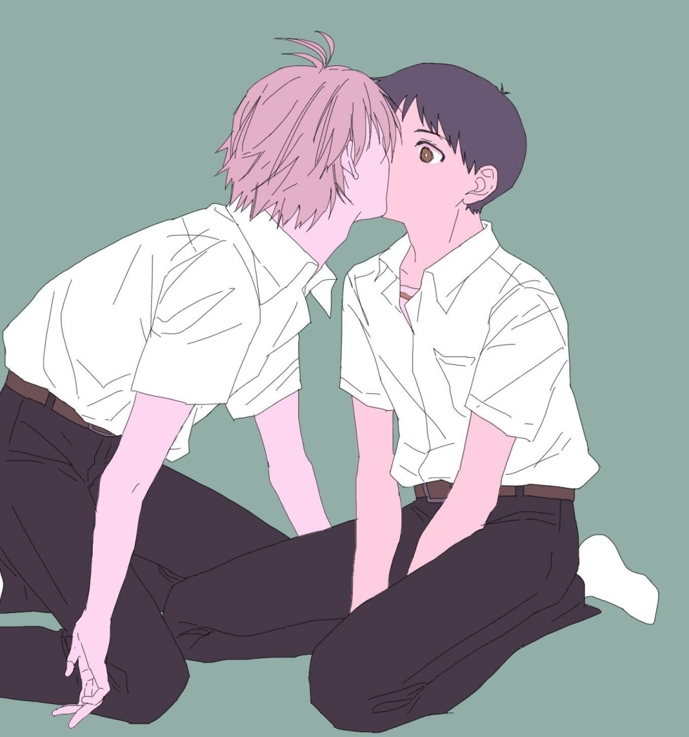 Anime Evangelion Kiss Kaoru and Shinji