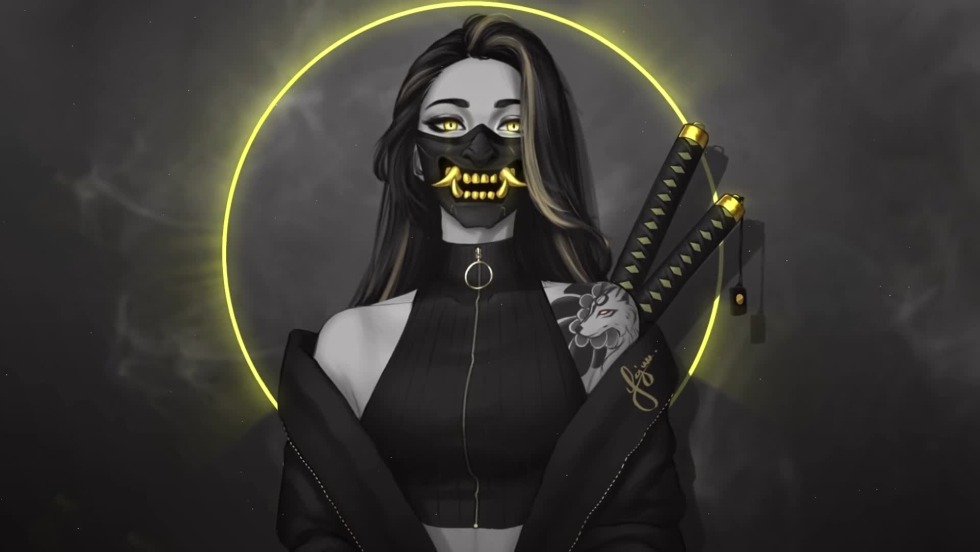 Girl in the Demon mask