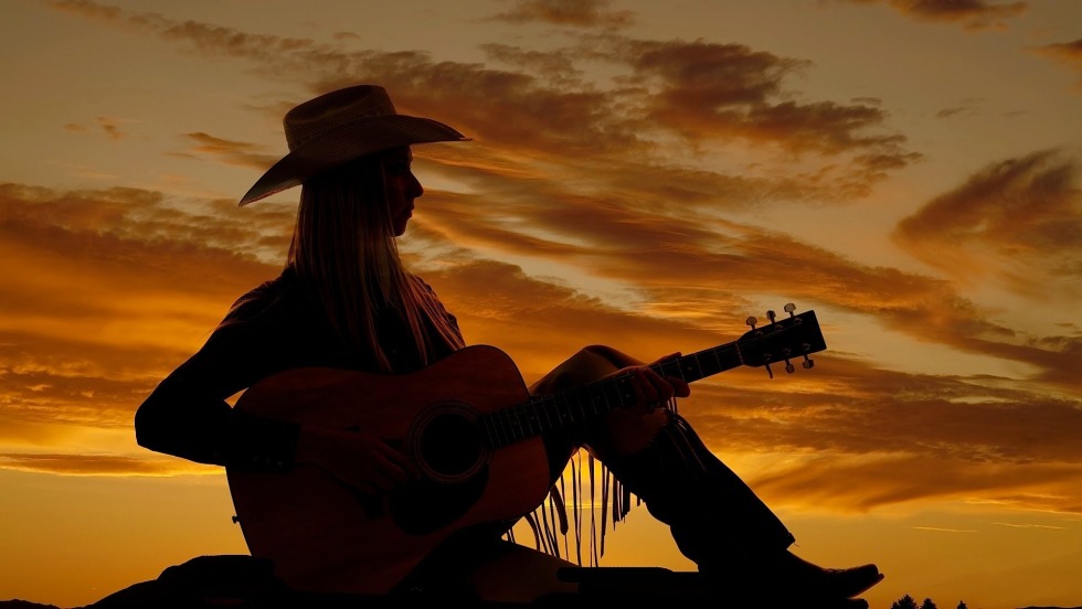 Guitarist at sunset