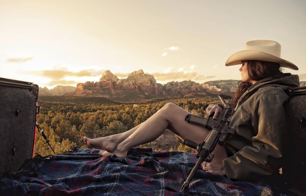 Western girl with gun