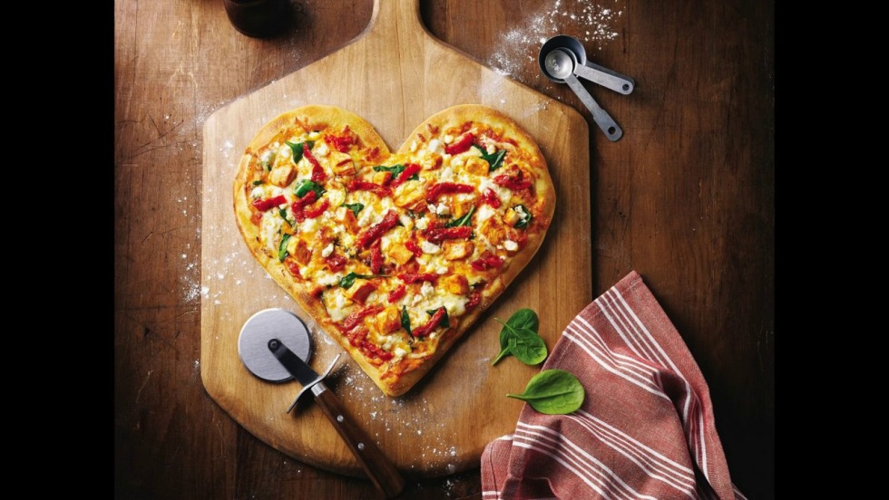 Pizza in the shape of a heart