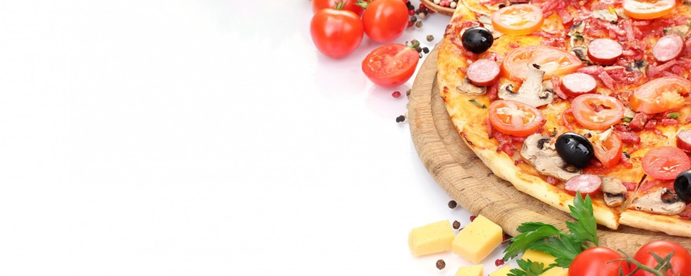 Pizza on a wooden background