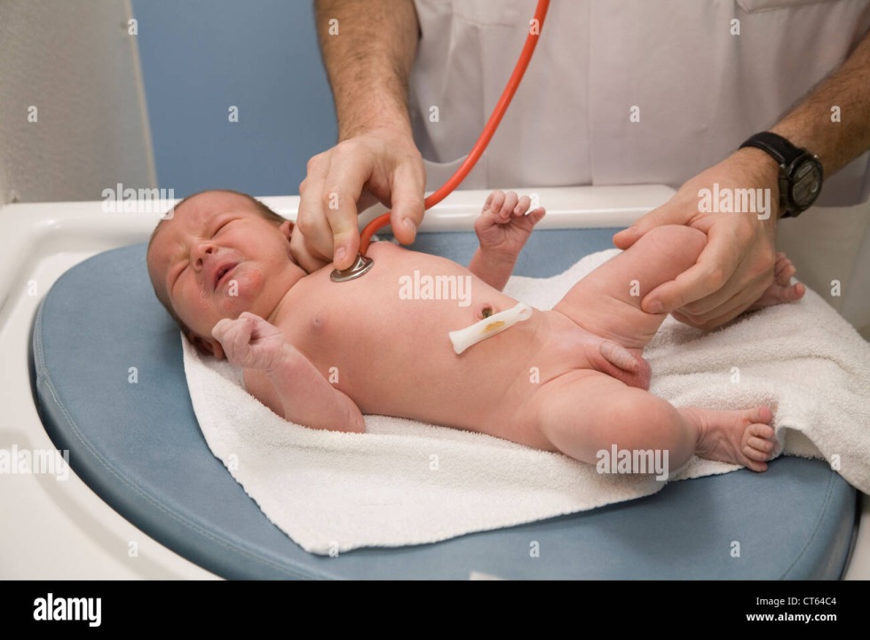 Auscultation of women with a stethoscope