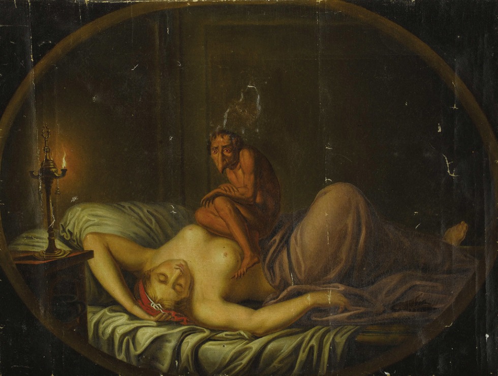 The girl mastered a sleeping guy