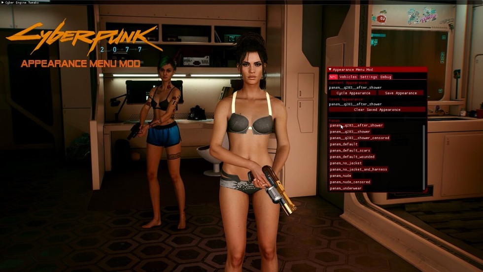 Naked female character in cyberpunk
