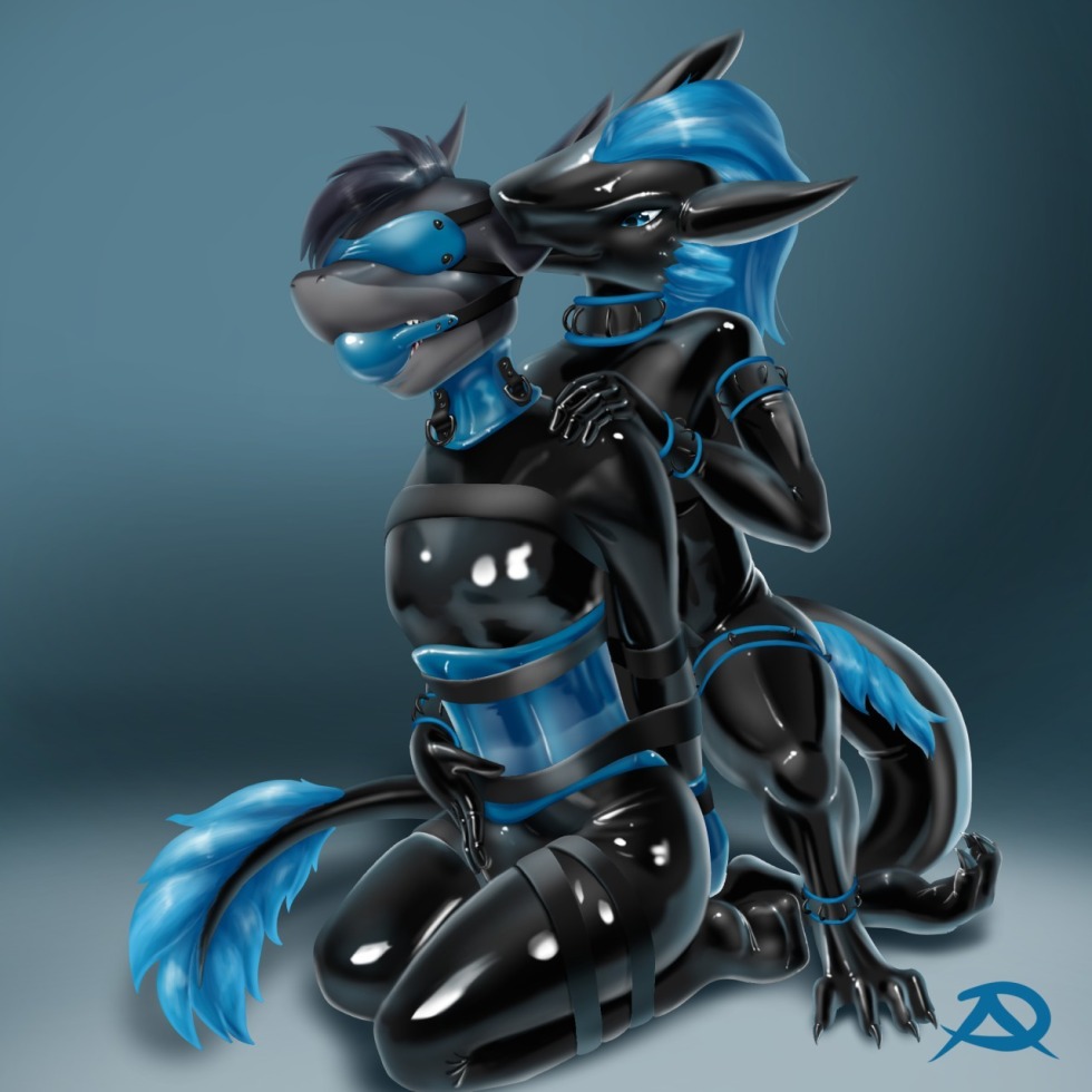 Furry in a latex suit