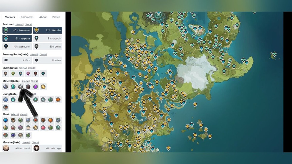 Genshin Impact Map with resources