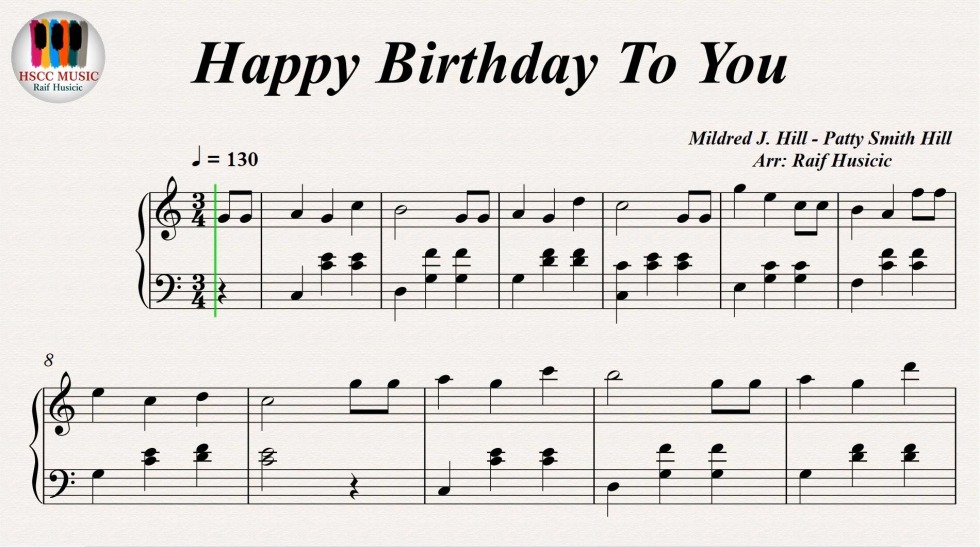 Happy Birthday notes for piano for beginners