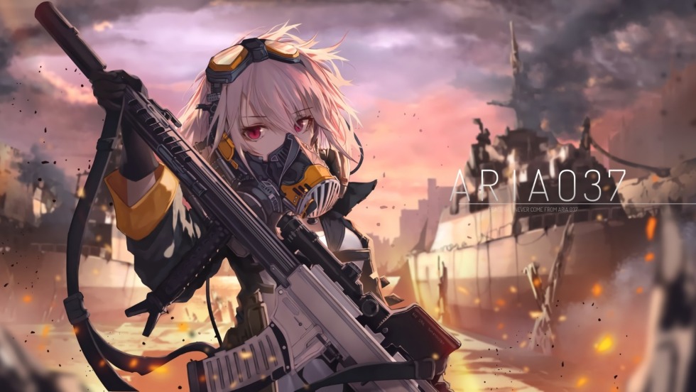 Girl in a respirator