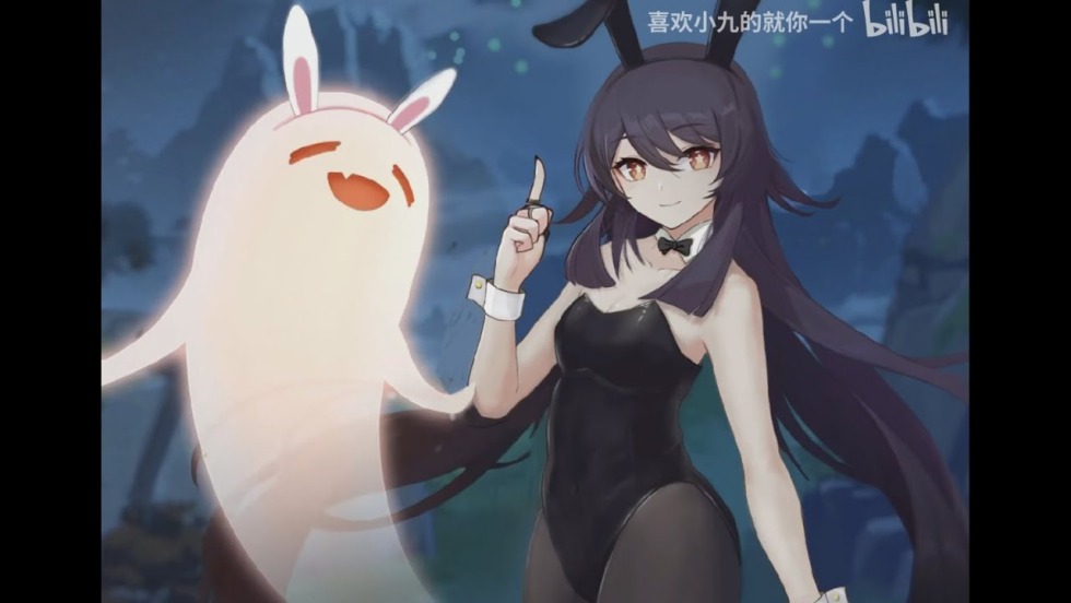 Hu Tao in a rabbit suit