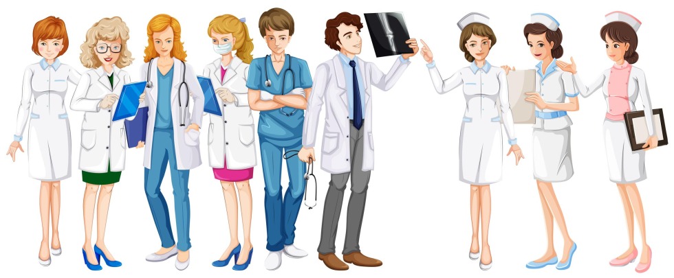 Pictures of doctors of different specialties