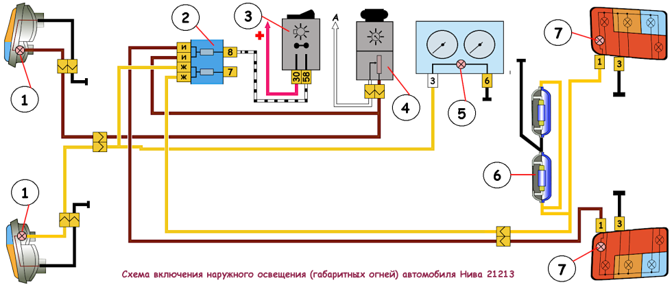 Electrical diagram of dimensions VAZ 21213