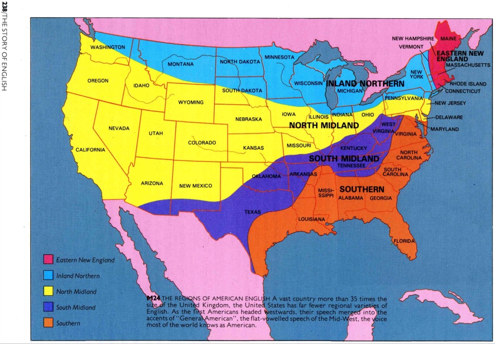Map of Dialectes of England