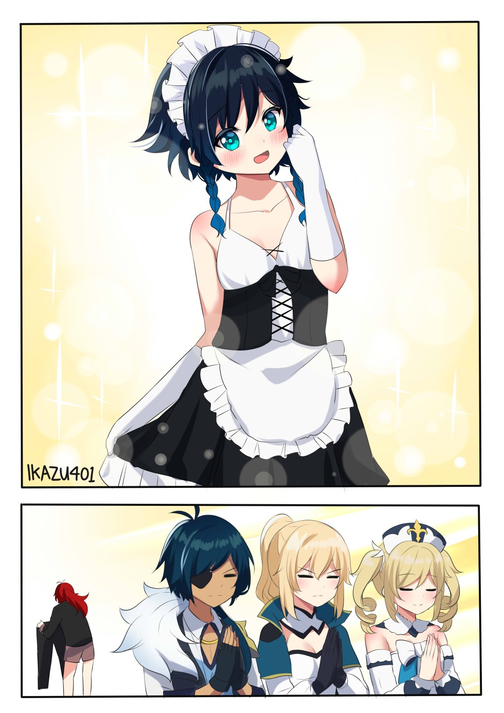 Venta in a costume of the maid Genshin Impact