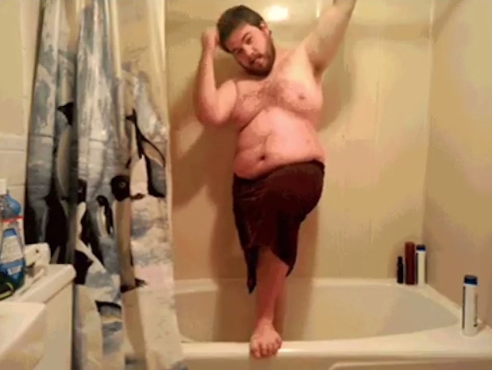Fat man in the bath