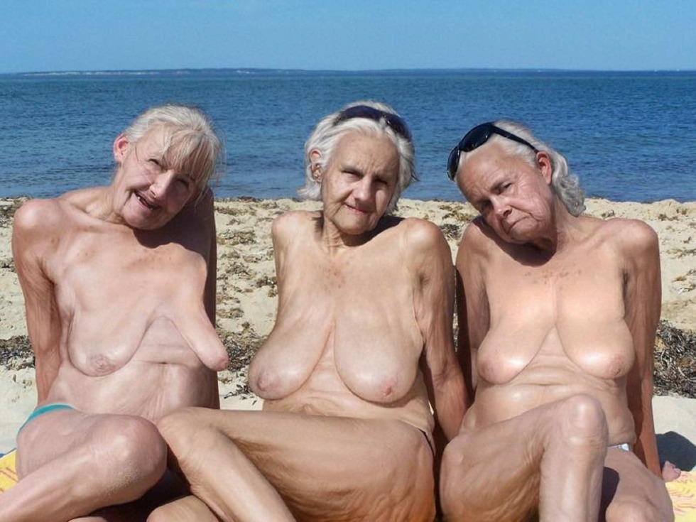 Old women nudist on the beach