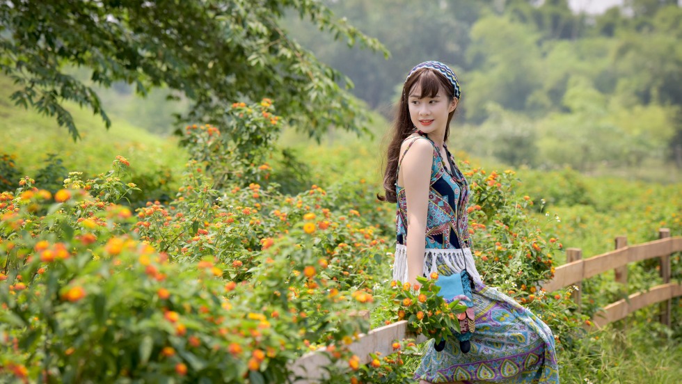 Beautiful girls in nature