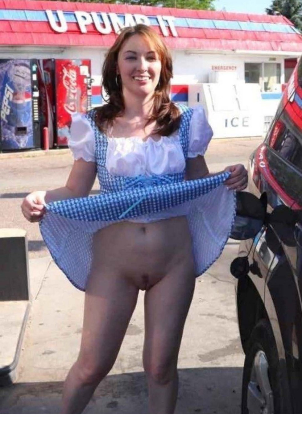 Teen flashing no panties amateur