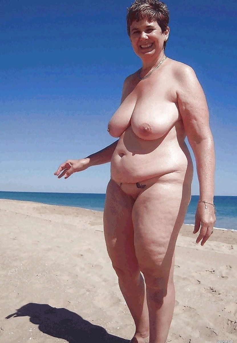 Naked elderly women on the beach
